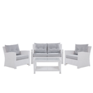 Lounge Set Rattan weiss 4-Sitzer Auflagen grau SAN MARINO