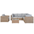 Lounge Set Rattan hellbraun 6-Sitzer linksseitig Auflagen hellgrau CONTARE