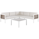 Lounge Set Aluminium weiss 4-Sitzer linksseitig Auflagen beige BORELLO