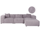 Ecksofa Cord grau linksseitig 3-Sitzer DOLVA