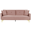 Schlafsofa 3-Sitzer Samtstoff rosa LUCAN