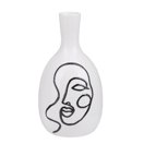 Blumenvase Keramik weiss 23 cm Gesichtsmotiv AKRAI