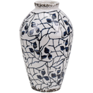 Blumenvase Keramik weiss / blau 22 cm MALLIA