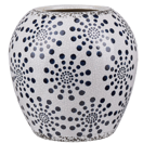 Blumenvase Keramik weiss / blau 19 cm MILETOS