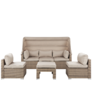 Lounge Set Rattan braun Auflagen beige modular 6-Sitzer COCCOLIA