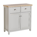 Sideboard grau / heller Holzfarbton 2 Schubladen Schrank CLIO