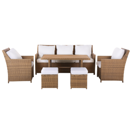 Lounge Set Rattan braun 5-Sitzer Auflagen weiss FONTI