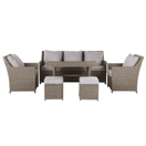 Lounge Set Rattan taupe 5-Sitzer Auflagen grau FONTI