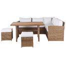 Lounge Set Rattan braun 5-Sitzer Auflagen weiss BARDI