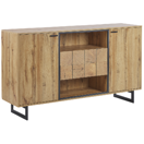 Sideboard heller Holzfarbton / schwarz 2 Schubladen 2 Schränke BOISO