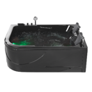 Whirlpool Badewanne schwarz Eckmodell mit LED 170 x 119 cm links BAYAMO