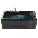 Whirlpool Badewanne schwarz rechteckig mit LED 169 x 81 cm rechts ARTEMISA