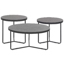 Couchtisch 3er Set Betonoptik grau / schwarz rund MELODY