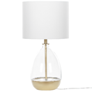 Tischlampe Glas weiss / gold 63 cm Trommelform OKARI