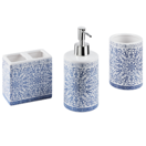 Badezimmer Set 3-teilig Keramik blau / weiss CARORA