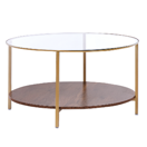 Couchtisch Glas gold / dunkler Holzfarbton ? 80 cm LIBBY