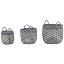 Blumenkorb 3er Set Rattan grau / weiss GEFIRA