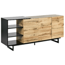 Sideboard heller Holzfarbton / schwarz 3 Schubladen 2 Türen FIORA