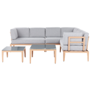 Lounge Set Aluminium heller Holzfarbton 6-Sitzer Auflagen hellgrau RIMA III