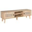 TV-Möbel heller Holzfarbton Rattan-Türen 140 x 39 x 45 cm PARTON