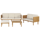 Lounge Set 4-teilig Akazienholz hellbraun 5-Sitzer Auflagen creme BARATTI