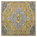 Teppich Wolle gelb / blau 200 x 200 cm orientalisches Muster Kurzflor MUCUR