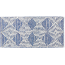 Teppich Wolle beige / blau 80 x 150 cm geometrisches Muster Kurzflor DATCA