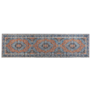 Teppich blau / orange 80 x 300 cm orientalisches Muster Kurzflor MIDALAM