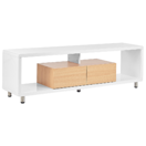 TV-Möbel weiss / heller Holzfarbton mit 2 Schubladen 159 x 39 x 50 cm KNOX