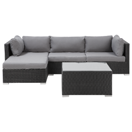 Lounge Set Rattan schwarz 4-Sitzer rechtsseitig SANO II