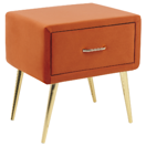 Nachttisch Samtstoff orange / gold 1 Schublade 38 x 46 x 49 cm FLAYAT