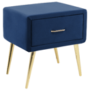 Nachttisch Samtstoff marineblau / gold 1 Schublade 38 x 46 x 49 cm FLAYAT