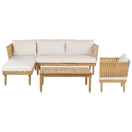 Lounge Set Akazienholz 4-Sitzer Auflagen rechtseitig cremeweiss CREMONA