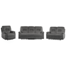 Sofa Set Samtstoff dunkelgrau 6-Sitzer LED-Beleuchtung USB-Port elektrisch verstellbar BERGEN