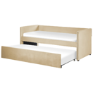 Tagesbett ausziehbar Samtstoff beige Lattenrost 90 x 200 cm TROYES