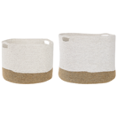 Textilkorb Baumwolle weiss / beige 2er Set KAHAN