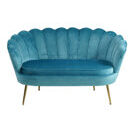 Muschelsofa 2-Sitzer BANDUNG blau-goldfarben