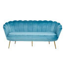 Muschelsofa 3-Sitzer BANDUNG blau-goldfarben