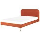 Polsterbett Samtstoff orange 180 x 200 cm Lattenrost FLAYAT