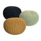 Pouf 55 cm Strick Grobstrick-Optik anthrazit & neon & gelb - 3er Set