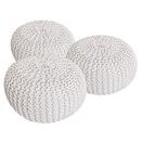 Pouf Grobstrick Optik 55 cm weiss & weiss & weiss - 3er Set