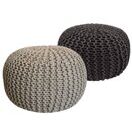 Pouf Grobstrick Optik 55 x 37 cm beige & grau - 2er Set