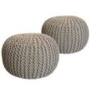 Pouf Grobstrick Optik 55 cm x 37 cm beige & beige - 2er Set