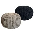 Pouf Grobstrick Optik 55 x 37 cm beige & anthrazit - 2er Set