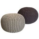 Pouf Grobstrick Optik 55 x 37 cm beige & zimt - 2er Set