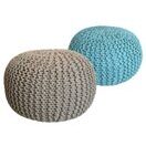 Pouf Grobstrick Optik 55 x 37 cm beige & mint - 2er Set