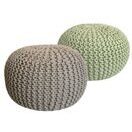 Pouf Grobstrick Optik 55 x 37 cm beige & neon - 2er Set