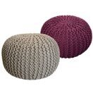 Pouf Grobstrick Optik 55 x 37 cm beige & bordeaux - 2er Set