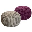 Pouf Grobstrick Optik 55 x 37 cm beige & violett - 2er Set