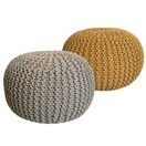 Pouf Grobstrick Optik 55 x 37 cm beige & gelb - 2er Set